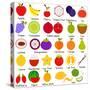 Back to School : A Set of Vector Icons of Fruit Representing Alphabet A to Z - Dictionary for Kids-sassyphotos-Stretched Canvas