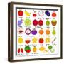 Back to School : A Set of Vector Icons of Fruit Representing Alphabet A to Z - Dictionary for Kids-sassyphotos-Framed Art Print