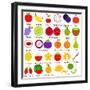 Back to School : A Set of Vector Icons of Fruit Representing Alphabet A to Z - Dictionary for Kids-sassyphotos-Framed Art Print