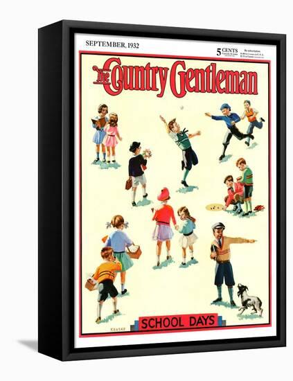 "Back to School," Country Gentleman Cover, September 1, 1932-Kraske-Framed Stretched Canvas