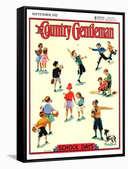 "Back to School," Country Gentleman Cover, September 1, 1932-Kraske-Framed Stretched Canvas