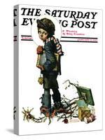 "Back to School" or "Vacation's End" Saturday Evening Post Cover, January 8,1927-Norman Rockwell-Stretched Canvas