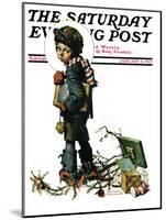 "Back to School" or "Vacation's End" Saturday Evening Post Cover, January 8,1927-Norman Rockwell-Mounted Giclee Print