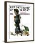 "Back to School" or "Vacation's End" Saturday Evening Post Cover, January 8,1927-Norman Rockwell-Framed Giclee Print