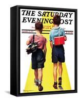 "Back to School," Saturday Evening Post Cover, September 11, 1937-Robert C. Kauffmann-Framed Stretched Canvas