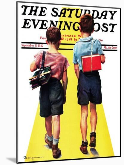 "Back to School," Saturday Evening Post Cover, September 11, 1937-Robert C. Kauffmann-Mounted Giclee Print