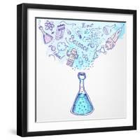 Back to School: Science Learning Symbols from Bulb. Education Concept. Vector Illustration.-Gorbash Varvara-Framed Art Print