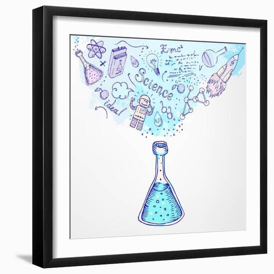 Back to School: Science Learning Symbols from Bulb. Education Concept. Vector Illustration.-Gorbash Varvara-Framed Art Print