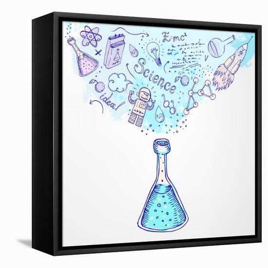 Back to School: Science Learning Symbols from Bulb. Education Concept. Vector Illustration.-Gorbash Varvara-Framed Stretched Canvas