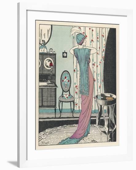 Back View of a High Waisted Draped Gown with Train by Zimmerman-Louis Strimpl-Framed Art Print