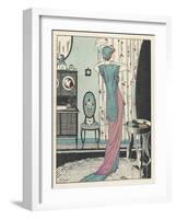 Back View of a High Waisted Draped Gown with Train by Zimmerman-Louis Strimpl-Framed Art Print