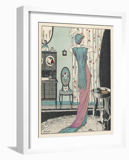 Back View of a High Waisted Draped Gown with Train by Zimmerman-Louis Strimpl-Framed Art Print