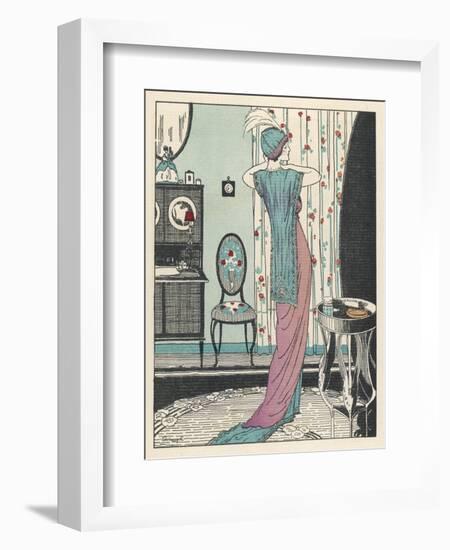 Back View of a High Waisted Draped Gown with Train by Zimmerman-Louis Strimpl-Framed Art Print