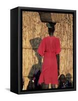 Back View of a Nuer Woman Carrying a Wicker Cradle or Crib on Her Head, Ilubador State, Ethiopia-Bruno Barbier-Framed Stretched Canvas