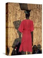 Back View of a Nuer Woman Carrying a Wicker Cradle or Crib on Her Head, Ilubador State, Ethiopia-Bruno Barbier-Stretched Canvas