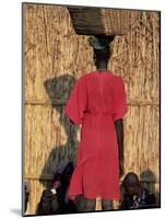 Back View of a Nuer Woman Carrying a Wicker Cradle or Crib on Her Head, Ilubador State, Ethiopia-Bruno Barbier-Mounted Photographic Print