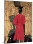 Back View of a Nuer Woman Carrying a Wicker Cradle or Crib on Her Head, Ilubador State, Ethiopia-Bruno Barbier-Mounted Photographic Print