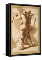 Back View of a Water Carrier, Another Figure Beyond Him-Salvator Rosa-Framed Stretched Canvas