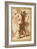 Back View of a Water Carrier, Another Figure Beyond Him-Salvator Rosa-Framed Giclee Print