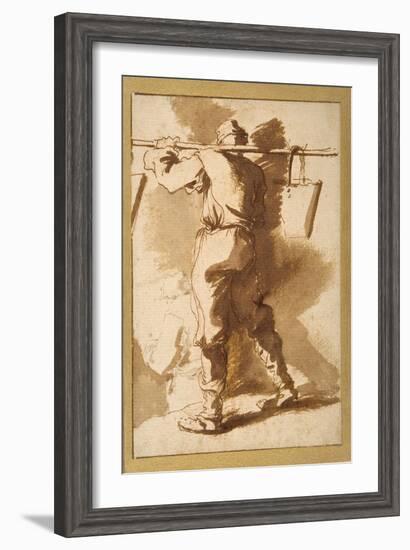 Back View of a Water Carrier, Another Figure Beyond Him-Salvator Rosa-Framed Giclee Print