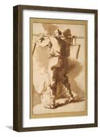 Back View of a Water Carrier, Another Figure Beyond Him-Salvator Rosa-Framed Giclee Print