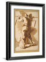 Back View of a Water Carrier, Another Figure Beyond Him-Salvator Rosa-Framed Giclee Print