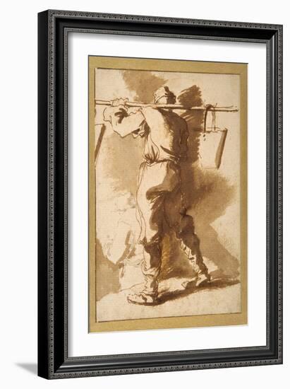 Back View of a Water Carrier, Another Figure Beyond Him-Salvator Rosa-Framed Giclee Print