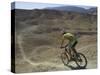 Back View of Competitior Riding Downhill in Mount Sodom International Mountain Bike Race, Israel-Eitan Simanor-Stretched Canvas