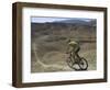 Back View of Competitior Riding Downhill in Mount Sodom International Mountain Bike Race, Israel-Eitan Simanor-Framed Photographic Print