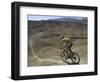 Back View of Competitior Riding Downhill in Mount Sodom International Mountain Bike Race, Israel-Eitan Simanor-Framed Photographic Print