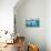 Back View of Father and Kids Sitting on Wooden Dock Looking to Ocean-BlueOrange Studio-Photographic Print displayed on a wall