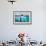 Back View of Father and Kids Sitting on Wooden Dock Looking to Ocean-BlueOrange Studio-Framed Photographic Print displayed on a wall