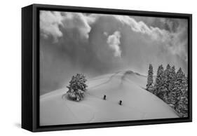 Backcountry Ski Climbers in Fresh Powder, Near Salt Lake City, Utah-Howie Garber-Framed Stretched Canvas