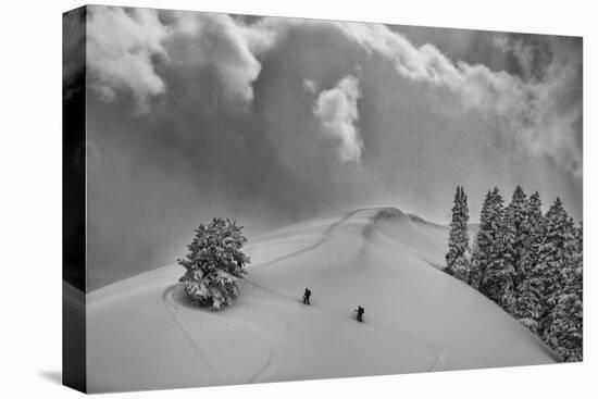 Backcountry Ski Climbers in Fresh Powder, Near Salt Lake City, Utah-Howie Garber-Stretched Canvas