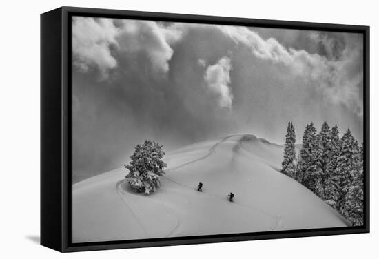 Backcountry Ski Climbers in Fresh Powder, Near Salt Lake City, Utah-Howie Garber-Framed Stretched Canvas