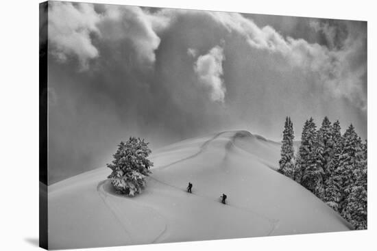 Backcountry Ski Climbers in Fresh Powder, Near Salt Lake City, Utah-Howie Garber-Stretched Canvas