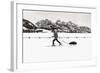 Backcountry skier under the Tetons, Grand Teton National Park, Wyoming, USA-Russ Bishop-Framed Photographic Print