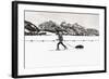 Backcountry skier under the Tetons, Grand Teton National Park, Wyoming, USA-Russ Bishop-Framed Photographic Print