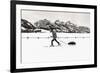 Backcountry skier under the Tetons, Grand Teton National Park, Wyoming, USA-Russ Bishop-Framed Premium Photographic Print