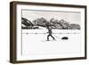 Backcountry skier under the Tetons, Grand Teton National Park, Wyoming, USA-Russ Bishop-Framed Photographic Print