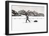 Backcountry skier under the Tetons, Grand Teton National Park, Wyoming, USA-Russ Bishop-Framed Photographic Print