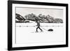 Backcountry skier under the Tetons, Grand Teton National Park, Wyoming, USA-Russ Bishop-Framed Photographic Print