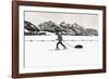 Backcountry skier under the Tetons, Grand Teton National Park, Wyoming, USA-Russ Bishop-Framed Photographic Print