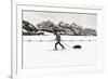 Backcountry skier under the Tetons, Grand Teton National Park, Wyoming, USA-Russ Bishop-Framed Photographic Print