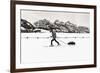 Backcountry skier under the Tetons, Grand Teton National Park, Wyoming, USA-Russ Bishop-Framed Photographic Print