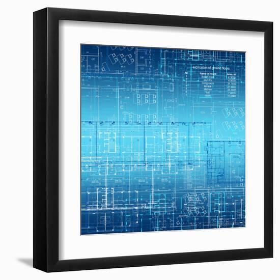 Background of the Architectural Drawings-cherezoff-Framed Art Print