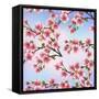 Background Pattern with Sakura Tree-silvionka-Framed Stretched Canvas