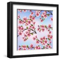 Background Pattern with Sakura Tree-silvionka-Framed Art Print