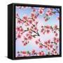 Background Pattern with Sakura Tree-silvionka-Framed Stretched Canvas