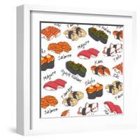 Background Sushi Set, Vector-wanpatsorn-Framed Art Print